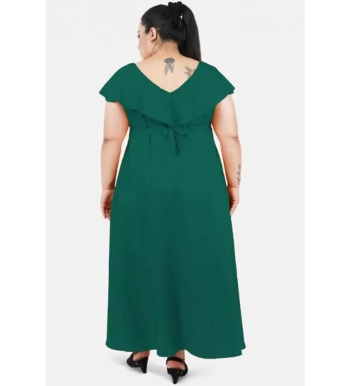 Women's Fit And Flare Green Dress (Color:Green, Material:Polyester)