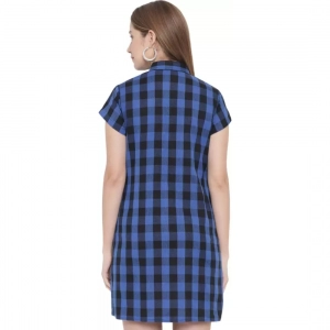 Generic Women's Shirt Blue, Black Dress (Color:Blue, Material:Pure Cotton)