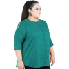 Dropship Women's Casual Solid Green Top (Color:Green, Material:Cotton Linen Blend)