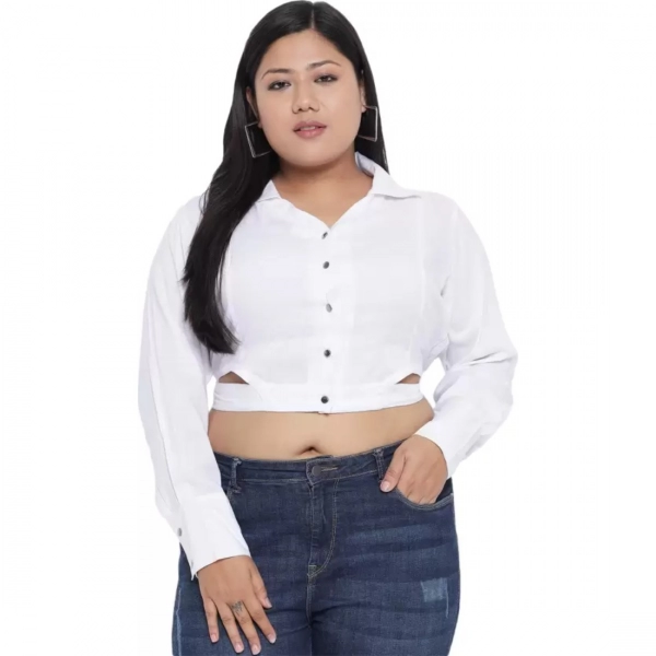 Dropship Women's Casual Solid White Top (Color:White, Material:Cotton Linen Blend)