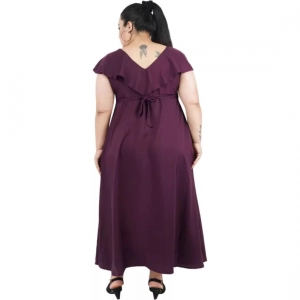 Generic Women's Fit And Flare Purple Dress (Color:Purple, Material:Polyester)