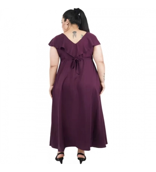 Women's Fit And Flare Purple Dress (Color:Purple, Material:Polyester)
