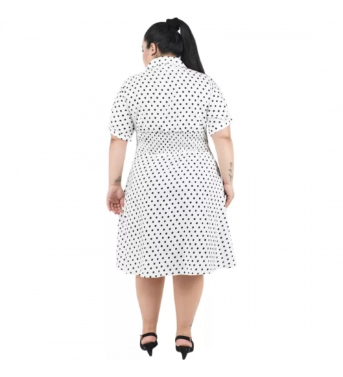 Women's Cinched Waist White Dress (Color:White, Material:Poly Crepe)