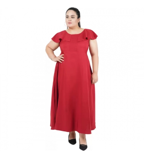 Women's Fit And Flare Maroon Dress (Color:Maroon, Material:Polyester)
