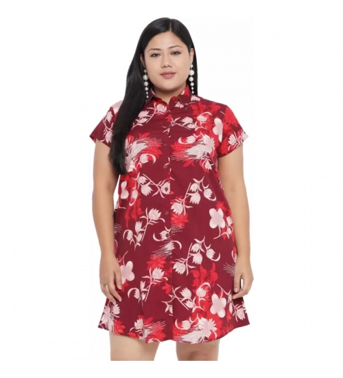 Women's Shirt Maroon Dress (Color:Maroon, Material:Polyester)