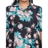 Dropship Women's Fit And Flare Green Dress (Color:Multicolor, Material:Polyester)