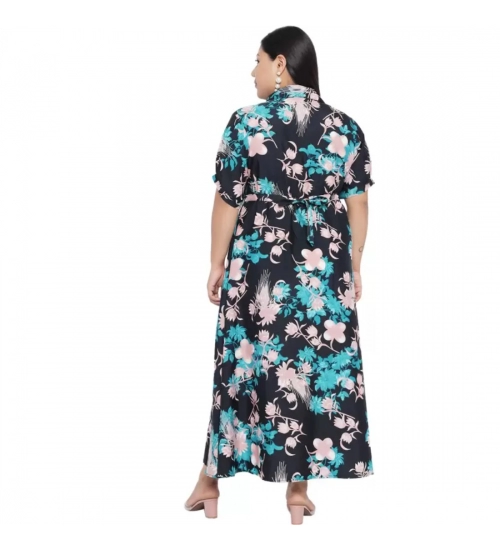 Women's Fit And Flare Green Dress (Color:Multicolor, Material:Polyester)