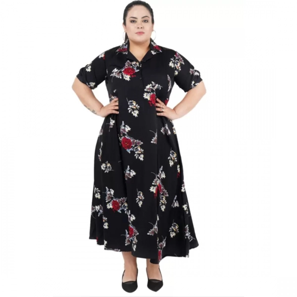 Dropship Women's Fit And Flare Black Dress (Color:Black, Material:Polyester)