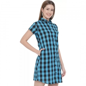 Generic Women's Shirt Light Blue, Black Dress (Color:Light Blue, Material:Pure Cotton)