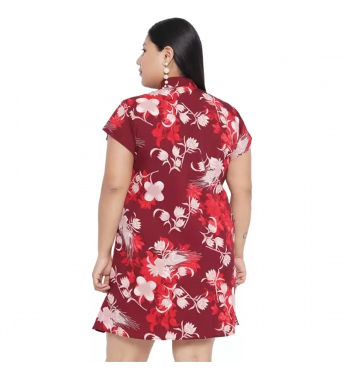 Women's Shirt Maroon Dress (Color:Maroon, Material:Polyester)