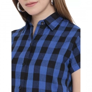Generic Women's Shirt Blue, Black Dress (Color:Blue, Material:Pure Cotton)