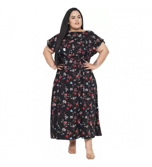 Women's Fit And Flare Black Dress (Color:Black, Material:Polyester)