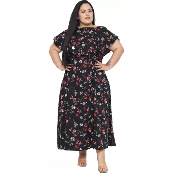 Dropship Women's Fit And Flare Black Dress (Color:Black, Material:Polyester)