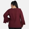Dropship Women's Casual Bell Sleeve Solid Maroon Top (Color:Maroon, Material:Georgette)