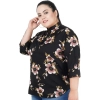 Dropship Women's Casual Three Fourth Sleeve Printed Black Top (Color:Black, Material:Poly Crepe)