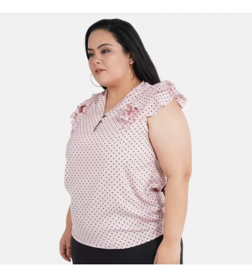 Women's Casual Flared Sleeve Printed Pink Top (Color:Pink, Material:Crepe)