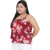 Dropship Women's Casual Floral Print Red Top (Color:Red, Material:Polyester)