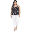 Dropship Women's Casual Floral Print Black Top (Color:Black, Material:Polyester)