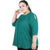 Dropship Women's Casual Solid Green Top (Color:Green, Material:Cotton Linen Blend)