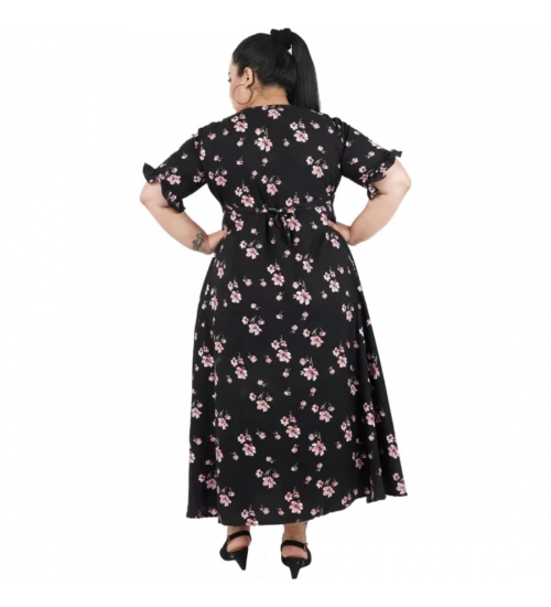 Women's Maxi Black Dress (Color:Black, Material:Poly Crepe)