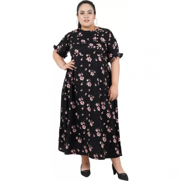Dropship Women's Maxi Black Dress (Color:Black, Material:Poly Crepe)
