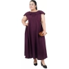 Dropship Women's Fit And Flare Purple Dress (Color:Purple, Material:Polyester)