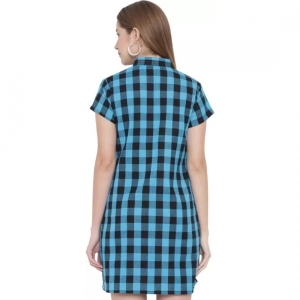 Generic Women's Shirt Light Blue, Black Dress (Color:Light Blue, Material:Pure Cotton)
