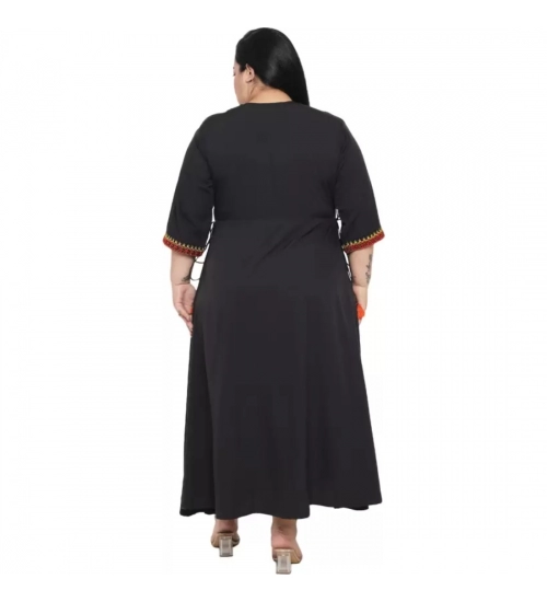 Women's Fit And Flare Black Dress (Color:Black, Material:Polyester)