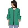 Dropship Women's Casual Slit Sleeve Solid Green Top (Color:Green, Material:Poly Crepe)