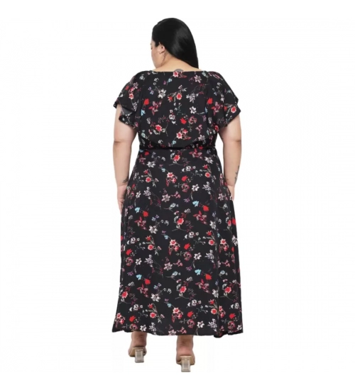 Women's Fit And Flare Black Dress (Color:Black, Material:Polyester)