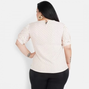 Generic Women's Casual Puff Sleeve Polka Print Multicolor Top (Color:Multi Color, Material:Crepe)