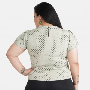 Generic Women's Casual Short Sleeve Printed Green Top (Color:Grey, Material:Crepe)