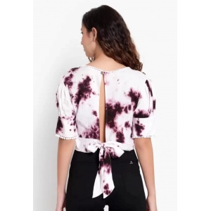 Generic Women's Casual Tie And Dye Purple Top (Color:Purple, Material:Rayon)