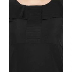 Generic Women's Fit And Flare Black Dress (Color:Black, Material:Polyester)