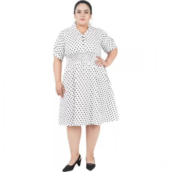 Dropship Women's Cinched Waist White Dress (Color:White, Material:Poly Crepe)