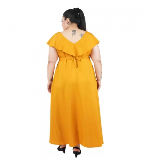 Women's Fit And Flare Yellow Dress (Color:Yellow, Material:Polyester)
