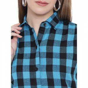 Generic Women's Shirt Light Blue, Black Dress (Color:Light Blue, Material:Pure Cotton)