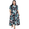 Dropship Women's Fit And Flare Green Dress (Color:Multicolor, Material:Polyester)