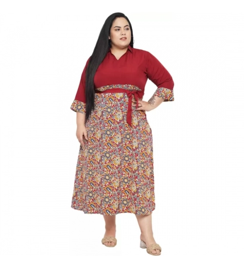 Women's Fit And Flare Maroon Dress (Color:Maroon, Material:Polyester)