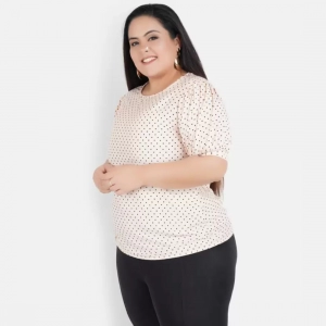 Generic Women's Casual Puff Sleeve Polka Print Multicolor Top (Color:Multi Color, Material:Crepe)