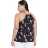 Dropship Women's Casual Floral Print Black Top (Color:Black, Material:Polyester)