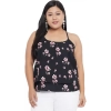 Dropship Women's Casual Floral Print Black Top (Color:Black, Material:Polyester)