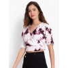 Dropship Women's Casual Tie And Dye Purple Top (Color:Purple, Material:Rayon)