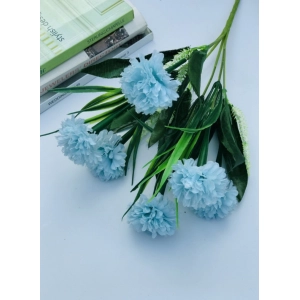 Generic Artificial Flowers Bunch Bouquet Of 6 Chrysanthemum Flowers For Home Decoration (Blue, Material:Silk, Polyester)
