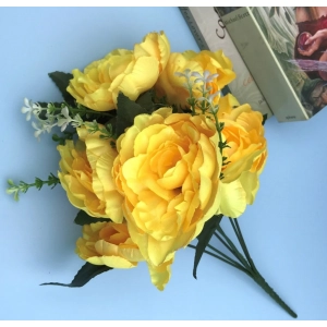 Generic Artificial Flowers Bunch Bouquet Of 7 Poppy Flowers For Home Decoration (Yellow, Material:Silk, Polyester)