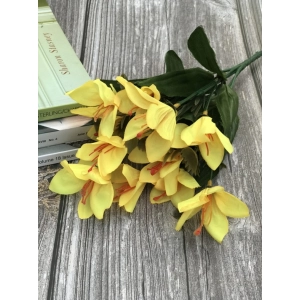 Generic Artificial Flowers Bunch Bouquet Oflily Flowers For Home Decoration (Yellow, Material:Silk, Polyester)