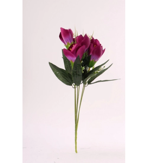 Artificial Flowers Bunch Bouquet Of Daffodil Tulip Flowers For Home Decoration (Purple, Material:Silk, Polyester)
