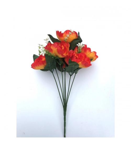 Artificial Flowers Bunch Bouquet Of 7 Poppy Flowers For Home Decoration (Orange, Material:Silk, Polyester)