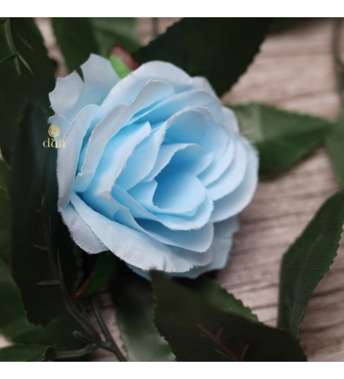 Artificial Rose Vine Flowers With Green Leaves For Home Party Garden Wall Decoration (Blue, Material:Silk, Polyester)