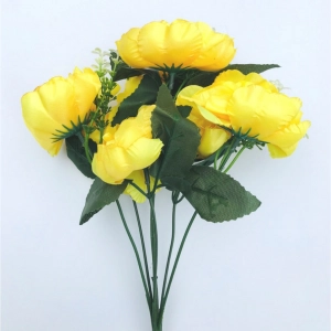 Generic Artificial Flowers Bunch Bouquet Of 7 Poppy Flowers For Home Decoration (Yellow, Material:Silk, Polyester)